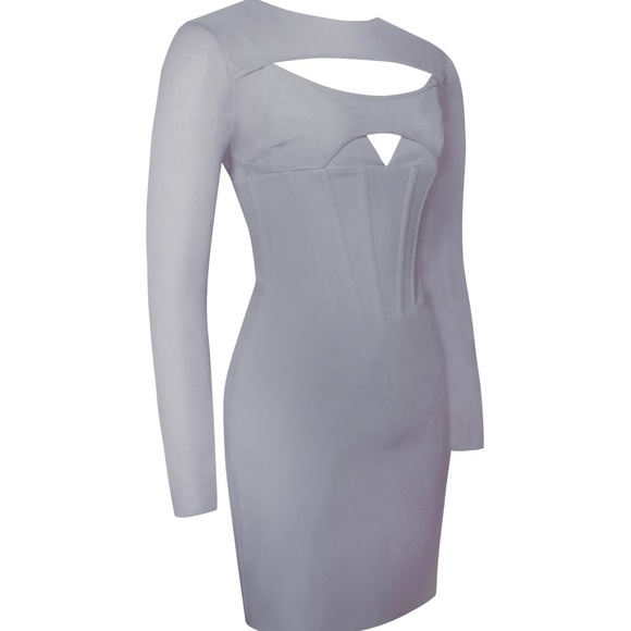Miss Circle grey mesh sleeve dress - Picture 9 of 14